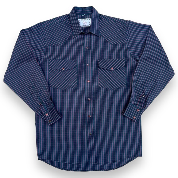 Mens Early Y2K Crazy Cowboy Pearl Snap Western Shirt size Medium - Picture 1 of 13